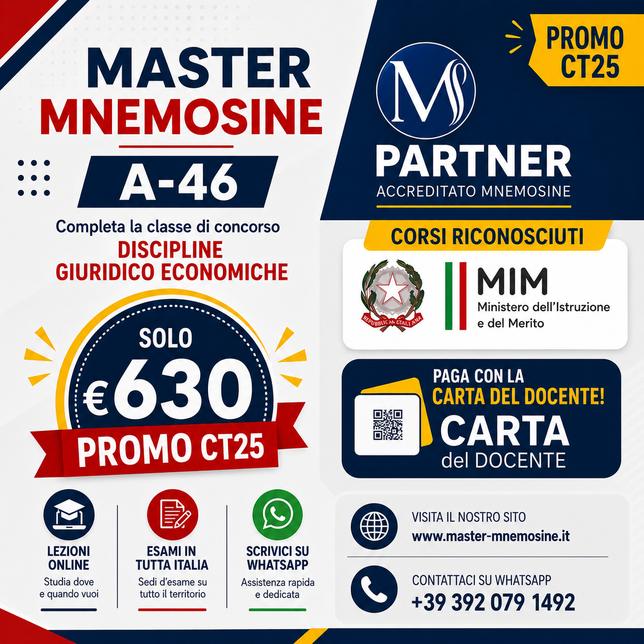 Master A46 Mnemosine per la classe di concorso A-46 Scienze giuridico-economiche