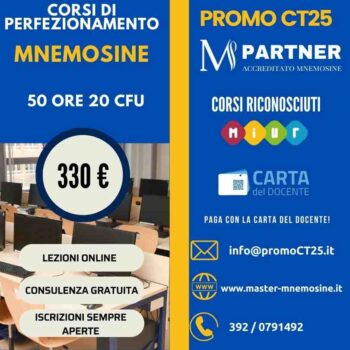 Corsi di Perfezionamento 500 ore 20 CFU Mnemosine 1 Corsi di perfezionamento annuali Mnemosine 500 ore 20 CFU online per docenti