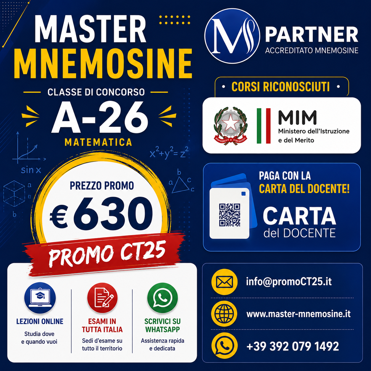 Master A26 Mnemosine per la classe di concorso A-26 Matematica