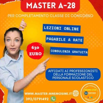 Master A28 Mnemosine online per Matematica e Scienze e classe di concorso A-28