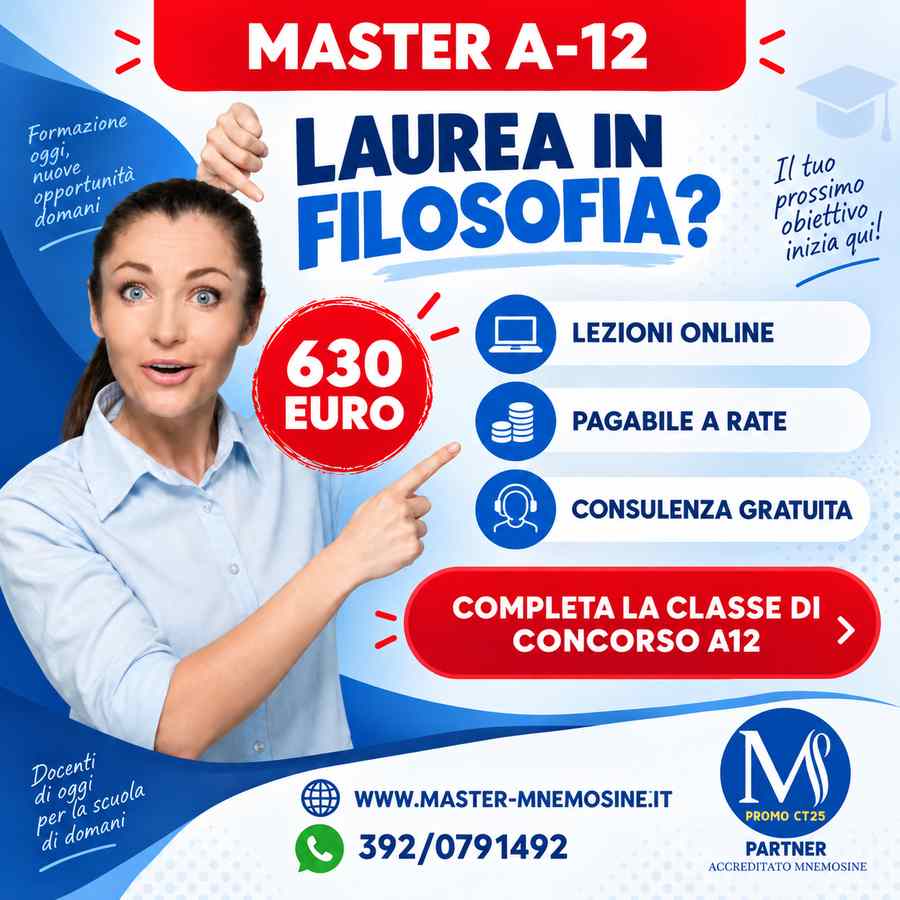 Master A12 per laureati in Filosofia con CFU mancanti per Discipline letterarie