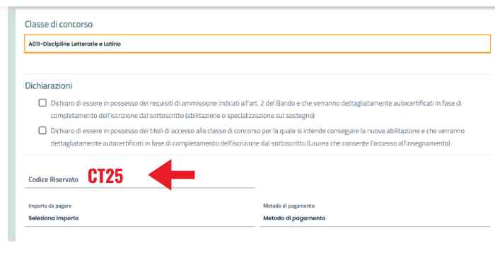 Esempio inserimento CT25 nel campo Codice riservato e conferma sconto applicato