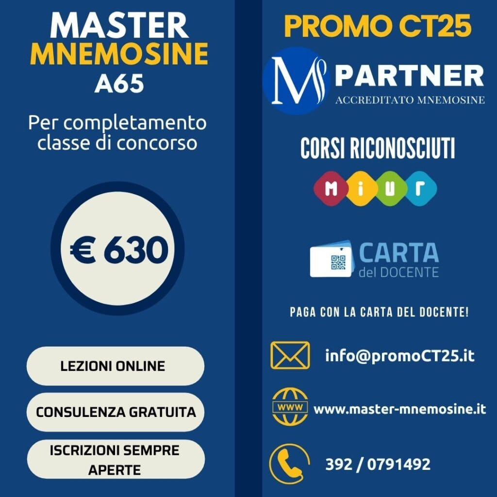 Master A65 Mnemosine per la classe di concorso A-65