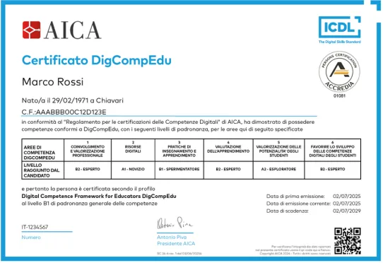 Certificazione DigCompEdu Mnemosine 3 Certificato DigiCompEdu Mnemosine