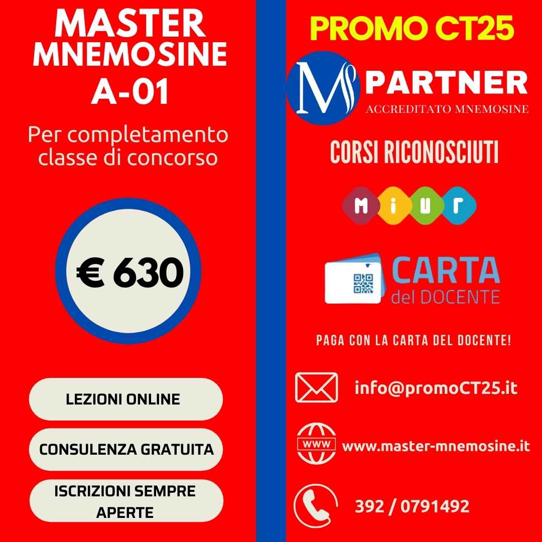 Master A01 Mnemosine per la classe di concorso A-01 Arte e immagine