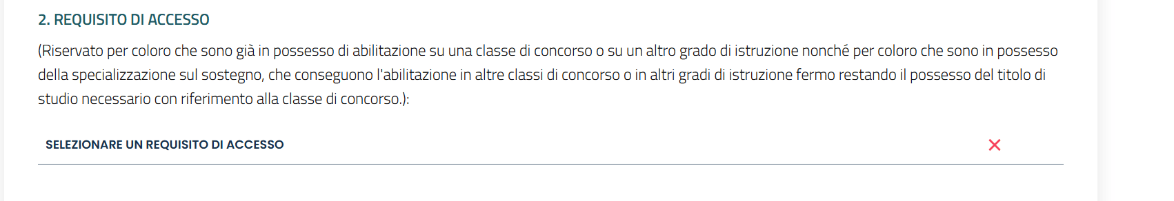 Istruzioni iscrizione 30 cfu art 13 9 Schermata reale della sezione requisito di accesso nella procedura completa dati 30 CFU Mnemosine