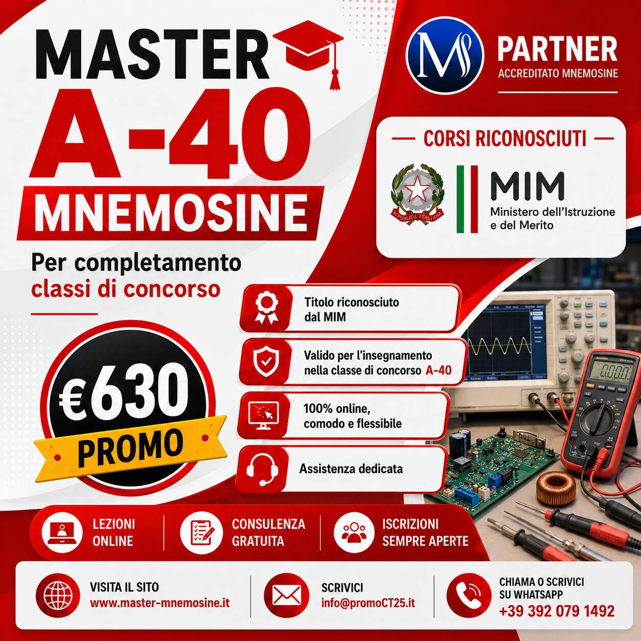 Master A40 Mnemosine per Scienze e tecnologie elettriche ed elettroniche