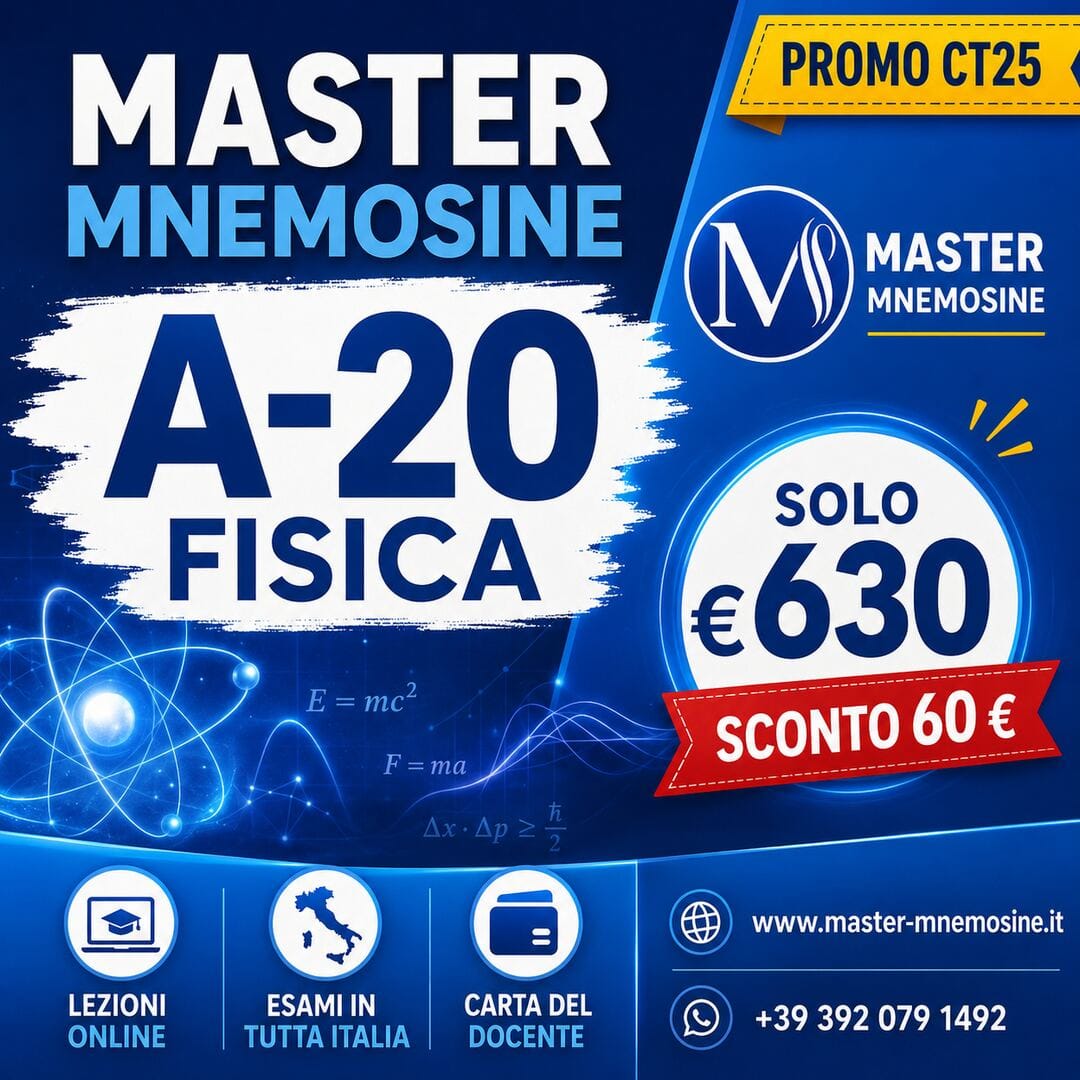 Master A20 Mnemosine per integrare i CFU richiesti per la classe di concorso A-20 Fisica