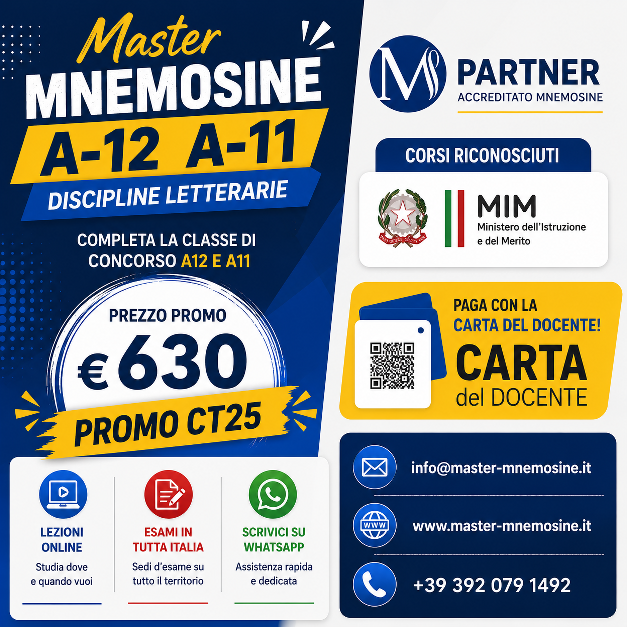 Master A12 Mnemosine per integrare i CFU richiesti dalla classe di concorso A-12